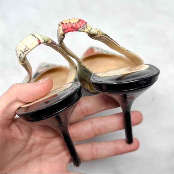 Christian Louboutin Vintage Retro Comic Print Slingback Pointed Toe Pumps Heels - Picture 10 of 15